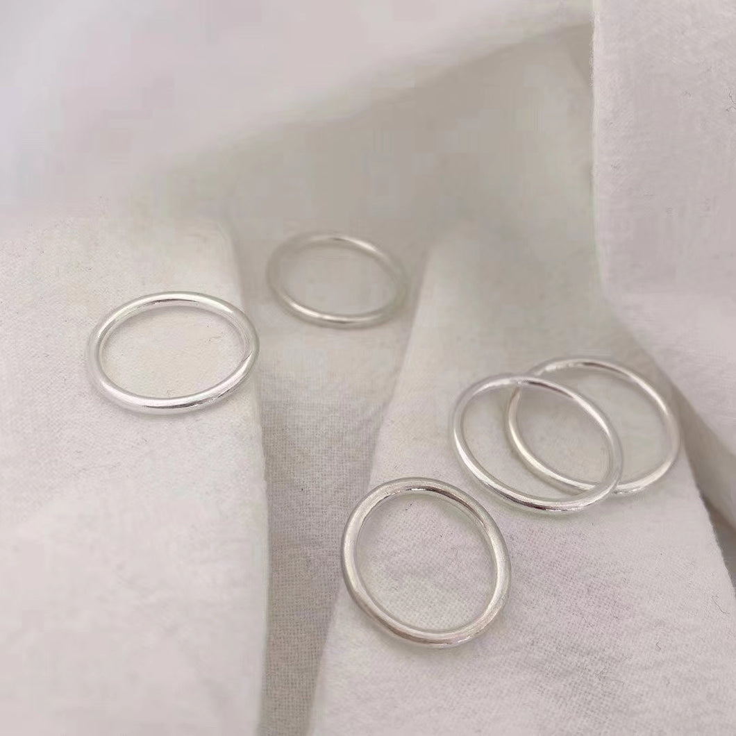 925 Silver Plain Ring (2pcs/set)